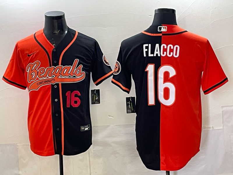 Men Cincinnati Bengals #16 Flacco black Orange Joint Name 2025 Nike Limited NFL Jersey style 6->->